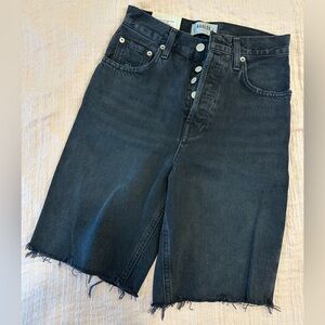 Agolde 90’s pinch waist black denim shorts size 24